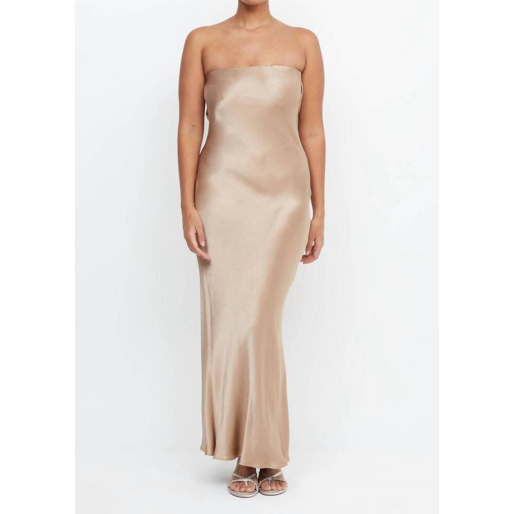 NEW BEC + BRIDGE moon dance strapless maxi dress in golden